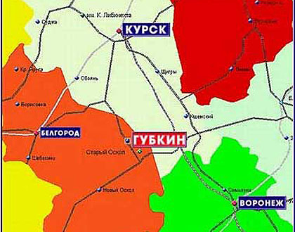 город Губкин Белгородской области на карте