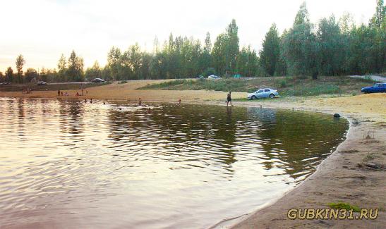 Место для купания на городском пляже в Губкине.
